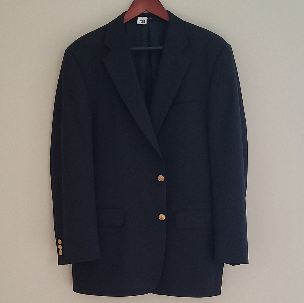 Bobby Jones Black Wool Blazer Gold Button Sport Coat 40S USA Classic